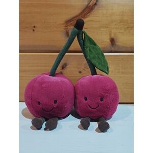 Jellycat Amuseable 2 Twin Plush Cherries w/ Corduroy Leaf  Legs Mint Retired 10"